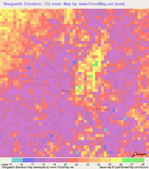 Wargaadhi,Somalia Elevation Map