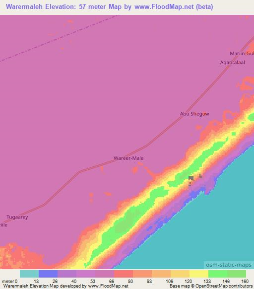 Warermaleh,Somalia Elevation Map