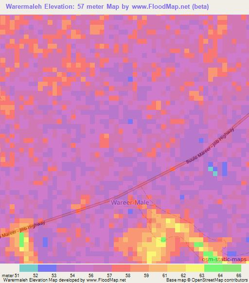 Warermaleh,Somalia Elevation Map