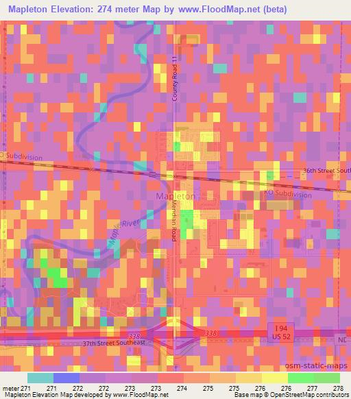 Elevation of Mapleton,US Elevation Map, Topography, Contour