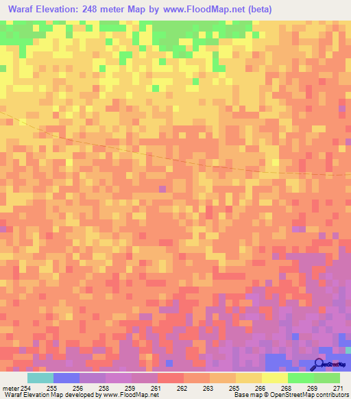 Waraf,Somalia Elevation Map
