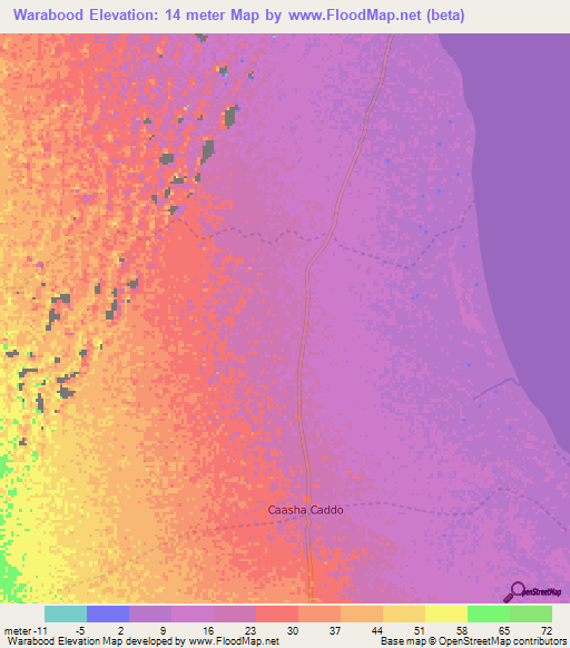 Warabood,Somalia Elevation Map