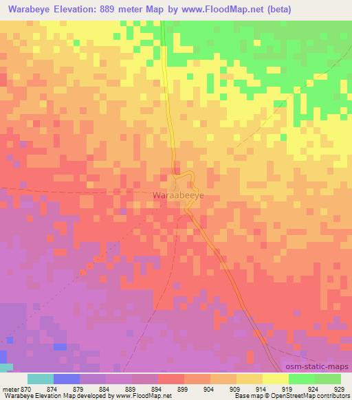 Warabeye,Somalia Elevation Map