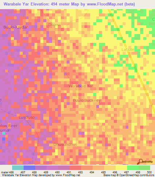 Warabale Yar,Somalia Elevation Map