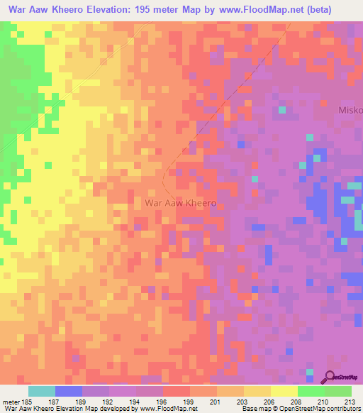 War Aaw Kheero,Somalia Elevation Map