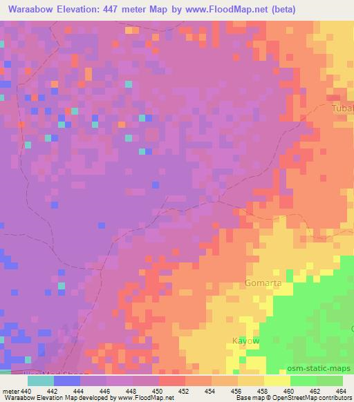 Waraabow,Somalia Elevation Map