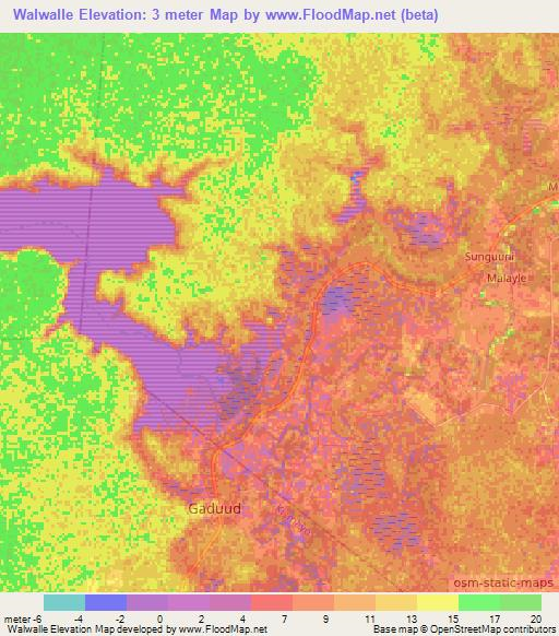 Walwalle,Somalia Elevation Map
