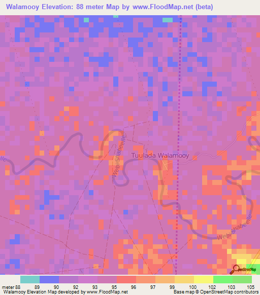 Walamooy,Somalia Elevation Map