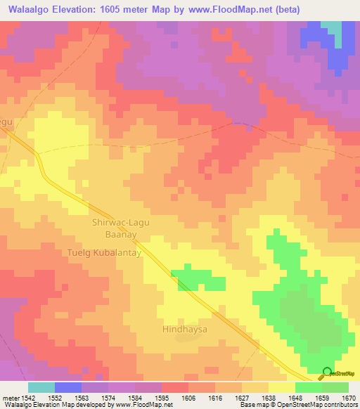 Walaalgo,Somalia Elevation Map