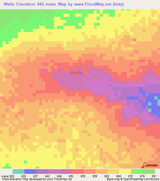 Wailo,Somalia Elevation Map