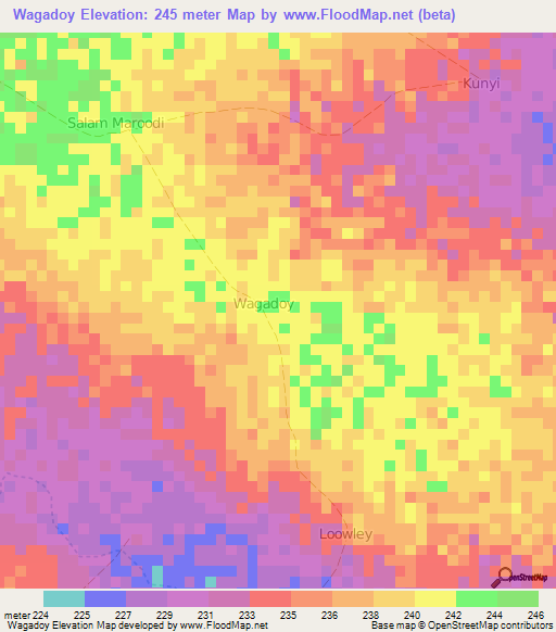 Wagadoy,Somalia Elevation Map