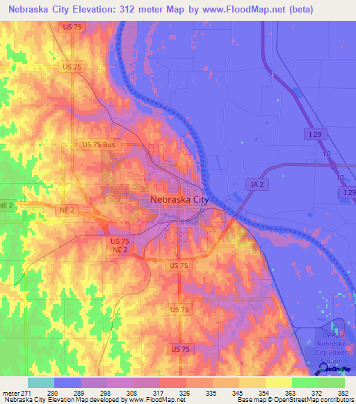 Elevation of Nebraska City,US Elevation Map, Topography, Contour
