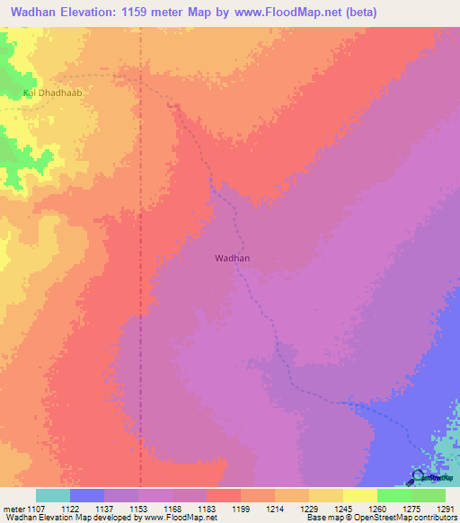 Wadhan,Somalia Elevation Map