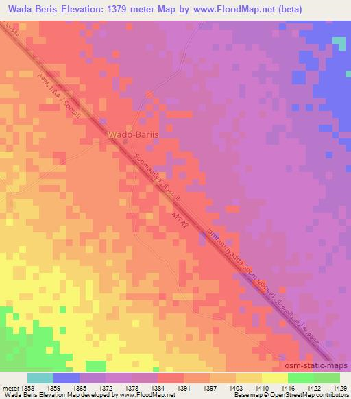 Wada Beris,Somalia Elevation Map