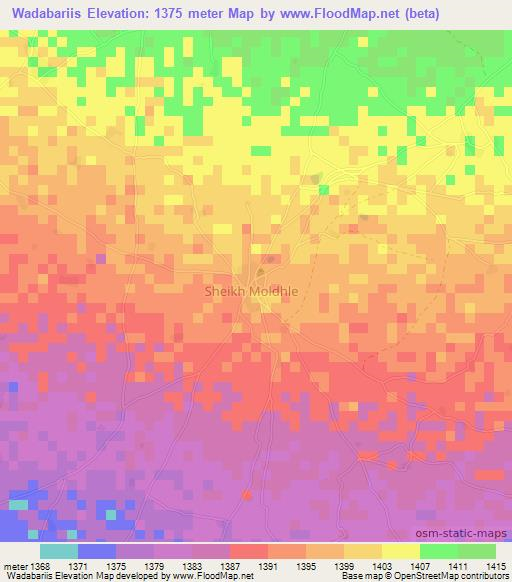 Wadabariis,Somalia Elevation Map