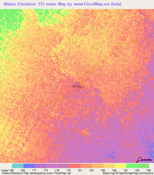 Wabxo,Somalia Elevation Map