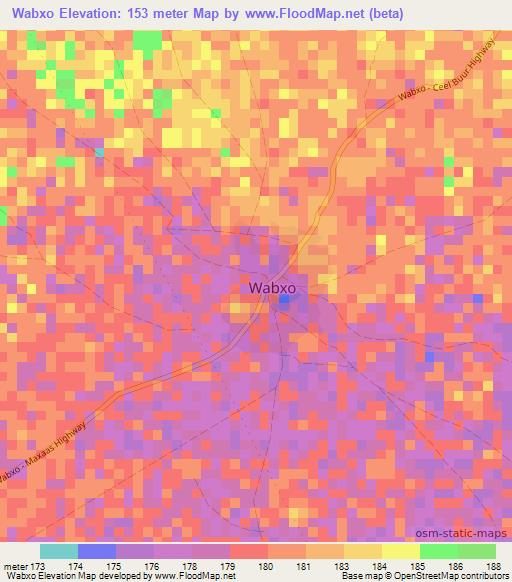Wabxo,Somalia Elevation Map