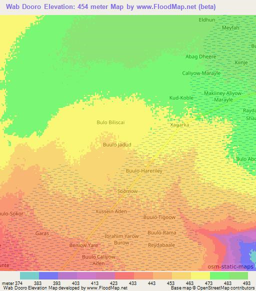 Wab Dooro,Somalia Elevation Map
