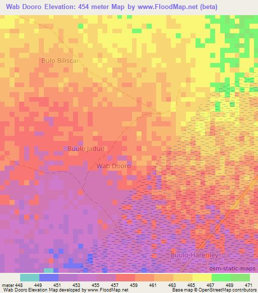 Wab Dooro,Somalia Elevation Map