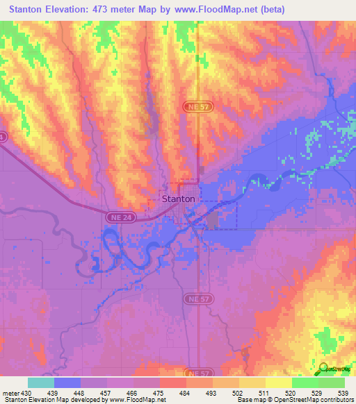 Elevation of Stanton,US Elevation Map, Topography, Contour
