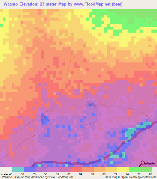 Waamo,Somalia Elevation Map