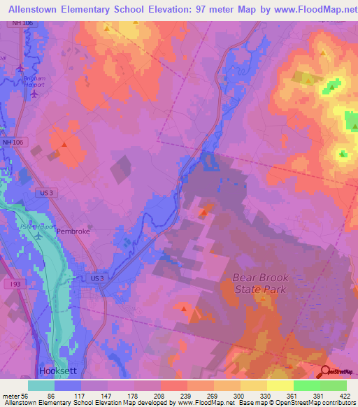 Allenstown Elementary School,US Elevation Map