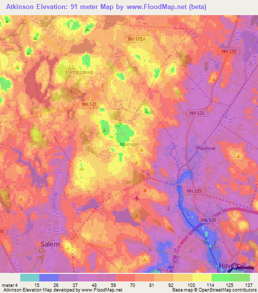 Atkinson,US Elevation Map