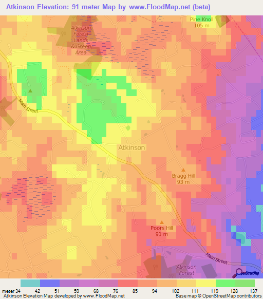 Atkinson,US Elevation Map