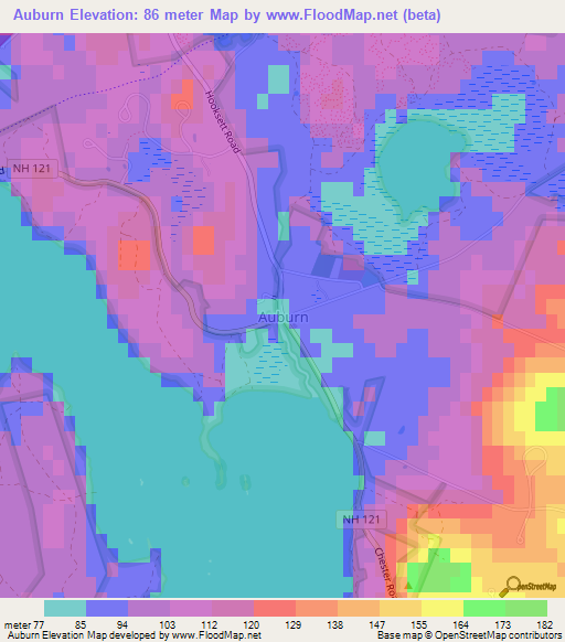 Auburn,US Elevation Map
