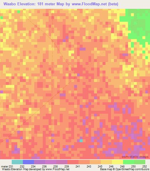 Waabo,Somalia Elevation Map