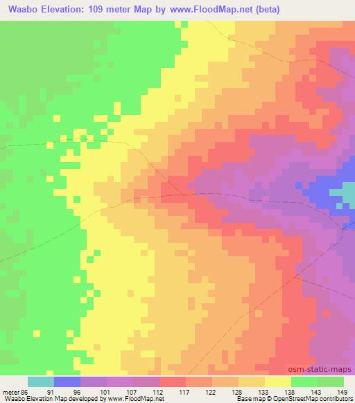 Waabo,Somalia Elevation Map