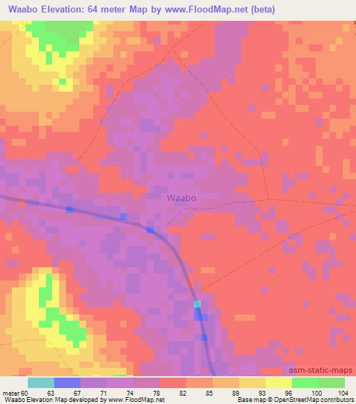 Waabo,Somalia Elevation Map