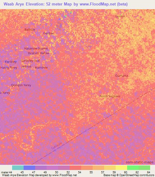 Waab Arye,Somalia Elevation Map