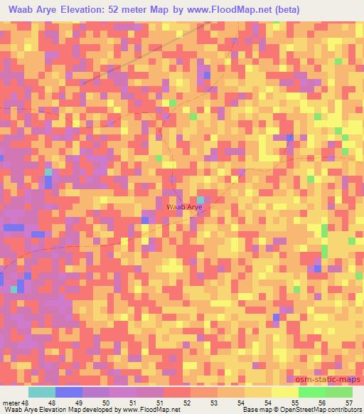 Waab Arye,Somalia Elevation Map