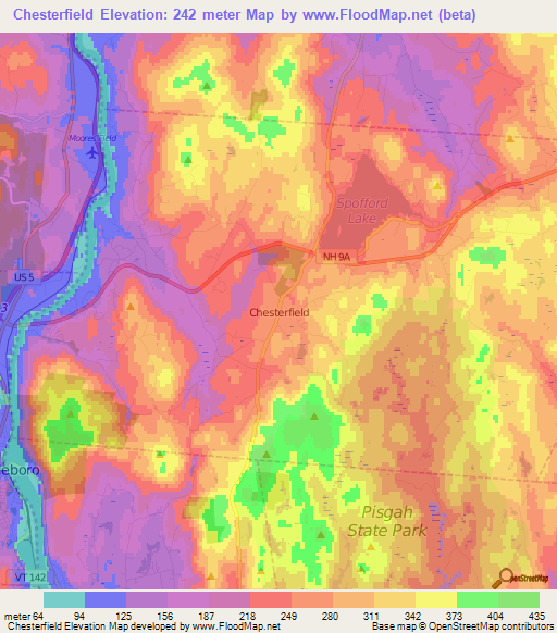 Chesterfield,US Elevation Map