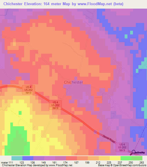 Chichester,US Elevation Map