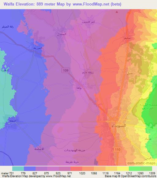 Walfa,Syria Elevation Map