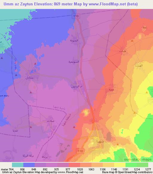 Umm az Zaytun,Syria Elevation Map