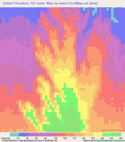 Uullad,Somalia Elevation Map