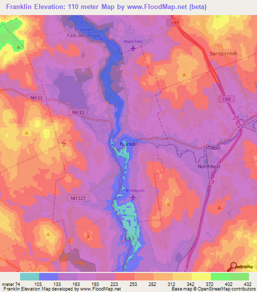 Franklin,US Elevation Map