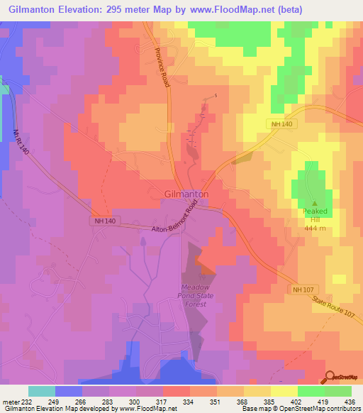 Gilmanton,US Elevation Map