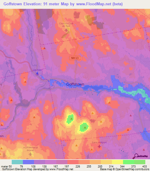 Goffstown,US Elevation Map