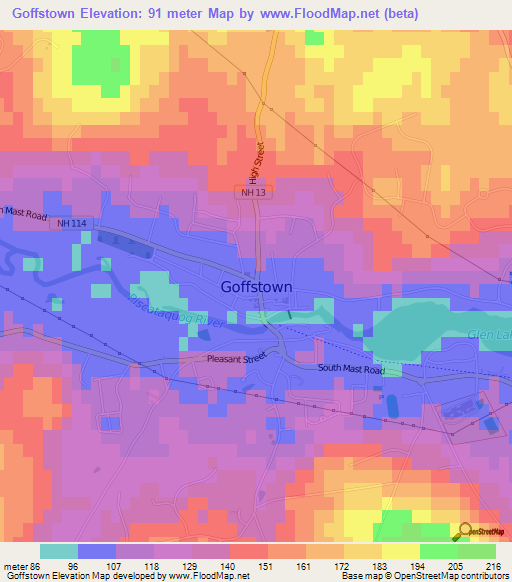 Goffstown,US Elevation Map