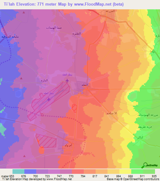 Ti`lah,Syria Elevation Map