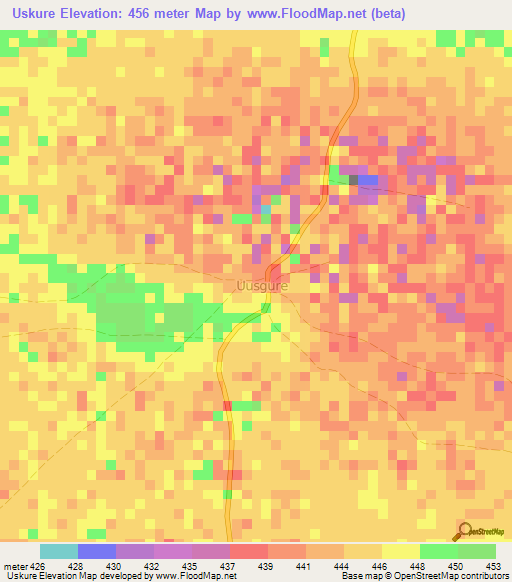 Uskure,Somalia Elevation Map