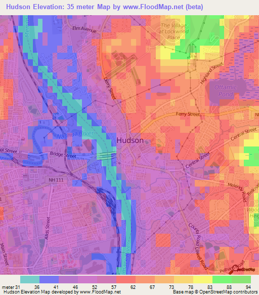 Hudson,US Elevation Map