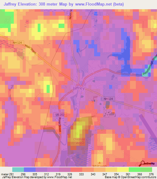 Jaffrey,US Elevation Map