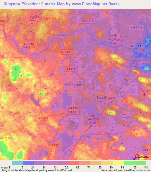Kingston,US Elevation Map