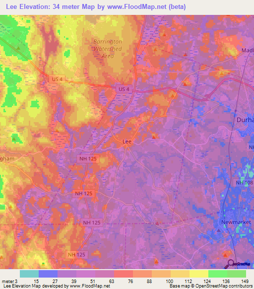 Lee,US Elevation Map