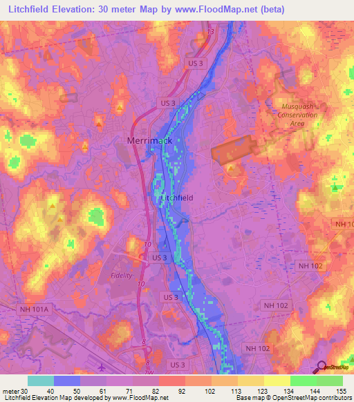 Litchfield,US Elevation Map